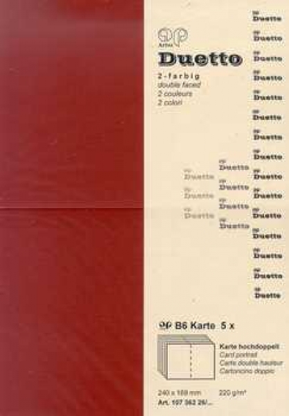 Doppelkarte Duetto, rot-chamois